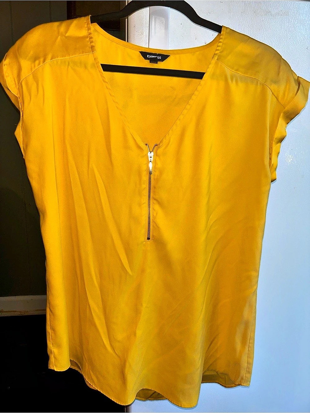 Express Yellow Zip Front Blouse